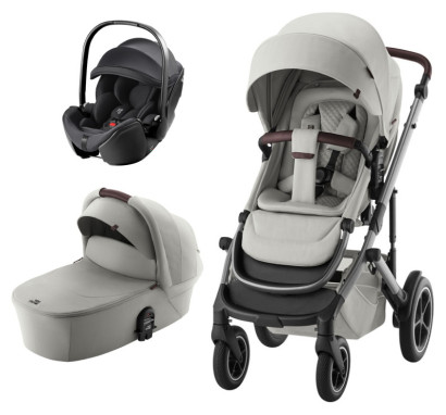 Коляска 3 в 1 Britax Roemer Smile 5Z Lux автокресло Baby-Safe Pro Linen Grey/Deep Black